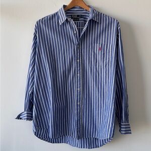 Polo by Ralph Lauren Blue and White Striped Casual Button Down Shirt